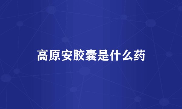 高原安胶囊是什么药