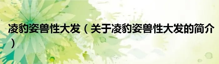 凌豹姿兽性大发（关于凌豹姿兽性大发的简介）