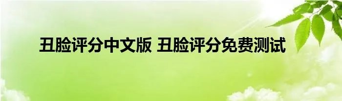 丑脸评分中文版 丑脸评分免费测试