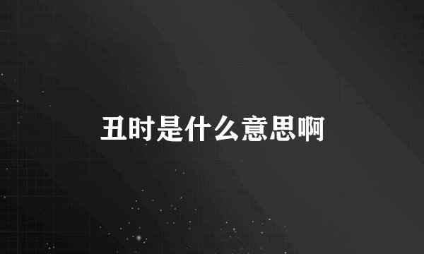 丑时是什么意思啊
