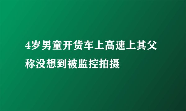 4岁男童开货车上高速上其父称没想到被监控拍摄