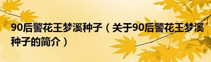 90后警花王梦溪种子（关于90后警花王梦溪种子的简介）