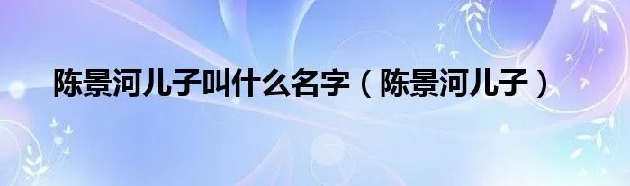 陈景河儿子叫什么名字（陈景河儿子）