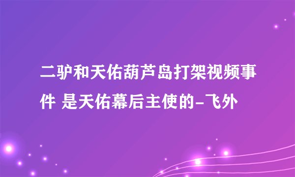 二驴和天佑葫芦岛打架视频事件 是天佑幕后主使的-飞外