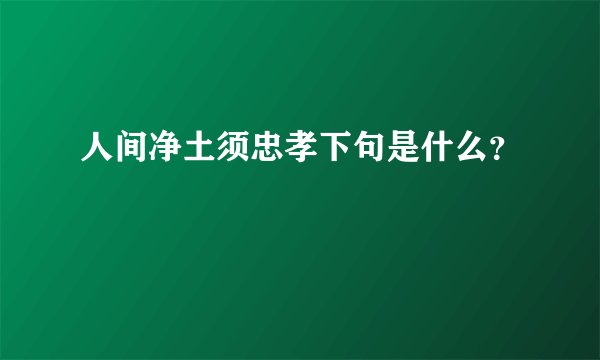 人间净土须忠孝下句是什么？