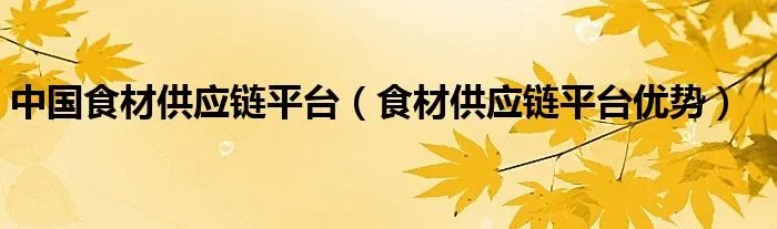 中国食材供应链平台（食材供应链平台优势）