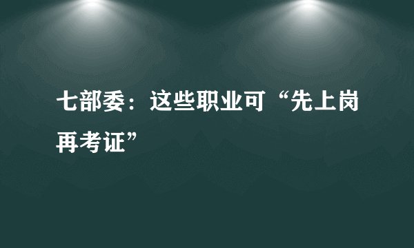 七部委：这些职业可“先上岗再考证”