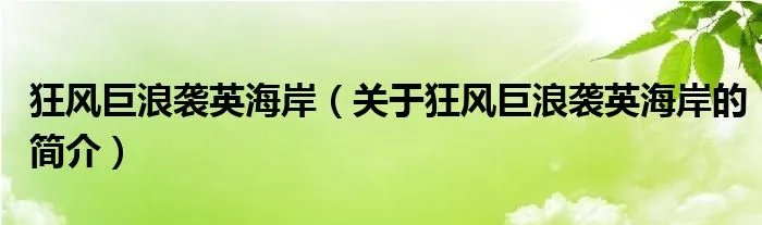 狂风巨浪袭英海岸（关于狂风巨浪袭英海岸的简介）
