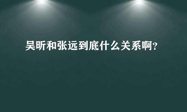 吴昕和张远到底什么关系啊？