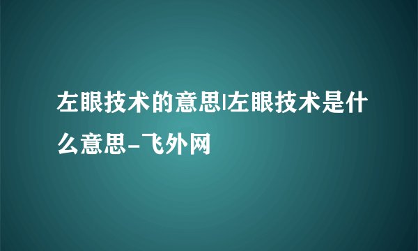 左眼技术的意思|左眼技术是什么意思-飞外网