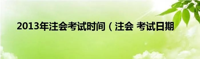 2013年注会考试时间（注会 考试日期