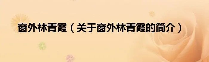 窗外林青霞（关于窗外林青霞的简介）