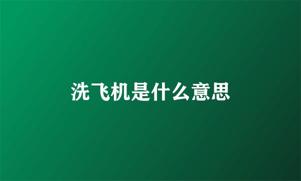 洗飞机是什么意思