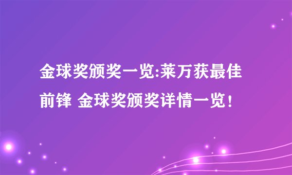 金球奖颁奖一览:莱万获最佳前锋 金球奖颁奖详情一览！