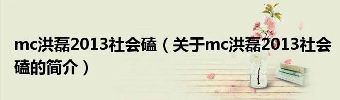 mc洪磊2013社会磕（关于mc洪磊2013社会磕的简介）