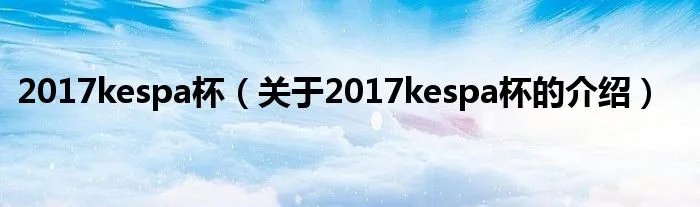 2017kespa杯（关于2017kespa杯的介绍）