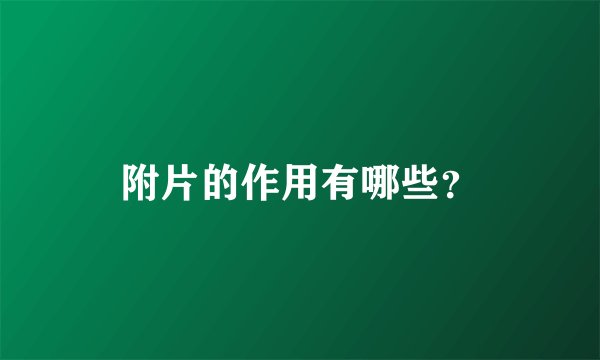 附片的作用有哪些？
