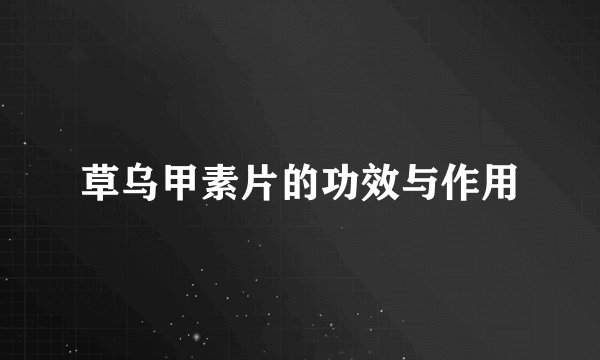 草乌甲素片的功效与作用