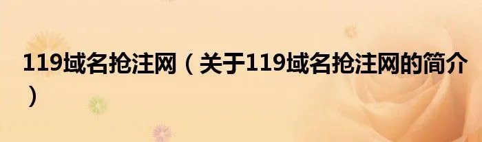 119域名抢注网（关于119域名抢注网的简介）