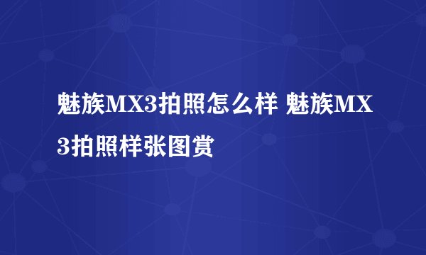 魅族MX3拍照怎么样 魅族MX3拍照样张图赏