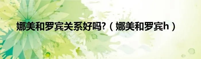 娜美和罗宾关系好吗?（娜美和罗宾h）