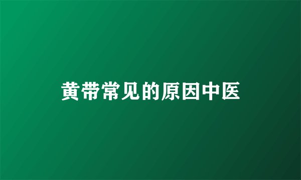 黄带常见的原因中医
