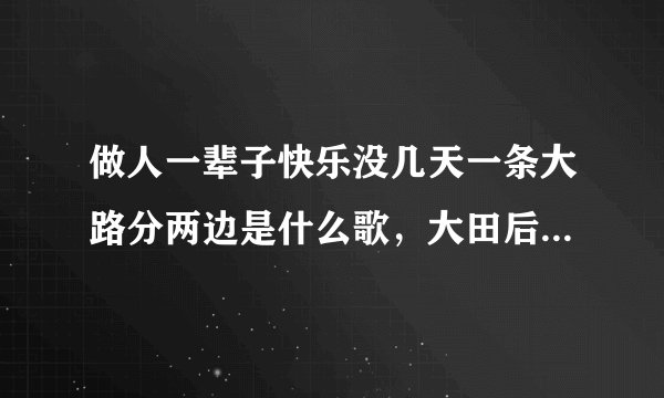 做人一辈子快乐没几天一条大路分两边是什么歌,大田后生仔歌曲介绍-飞外