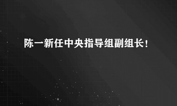 陈一新任中央指导组副组长！