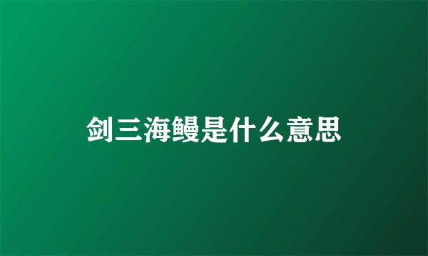 剑三海鳗是什么意思