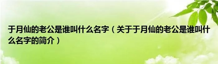 于月仙的老公是谁叫什么名字（关于于月仙的老公是谁叫什么名字的简介）