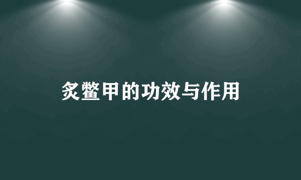 炙鳖甲的功效与作用