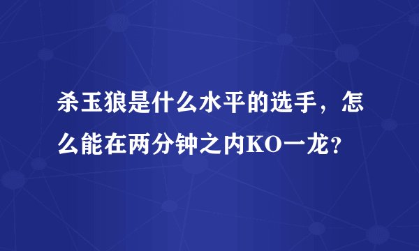 杀玉狼是什么水平的选手,怎么能在两分钟之内KO一龙?