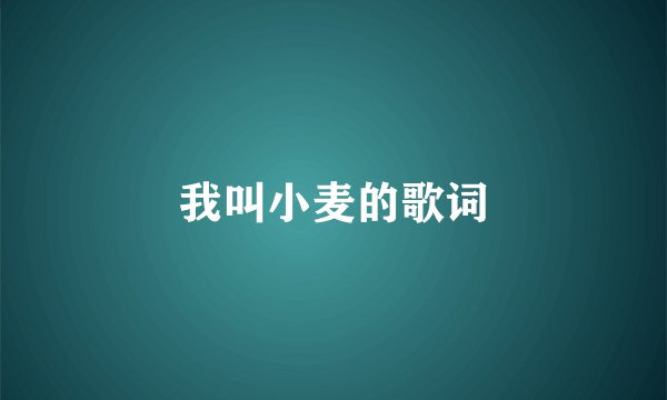 我叫小麦的歌词