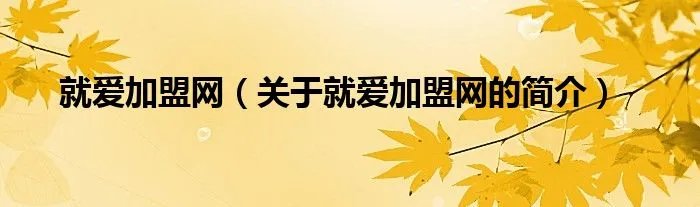 就爱加盟网（关于就爱加盟网的简介）