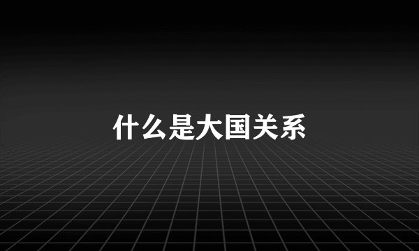 什么是大国关系