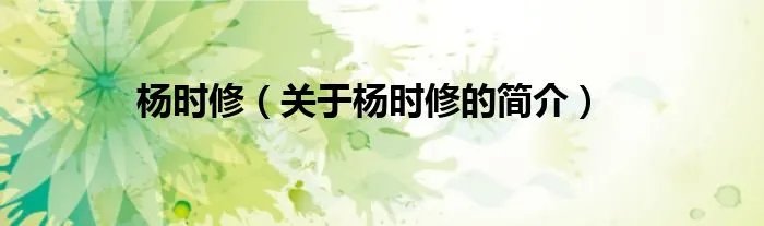 杨时修（关于杨时修的简介）