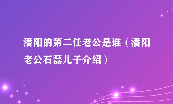 潘阳的第二任老公是谁(潘阳老公石磊儿子介绍)