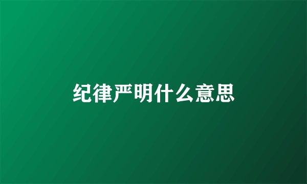 纪律严明什么意思