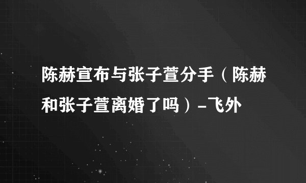 陈赫宣布与张子萱分手（陈赫和张子萱离婚了吗）-飞外