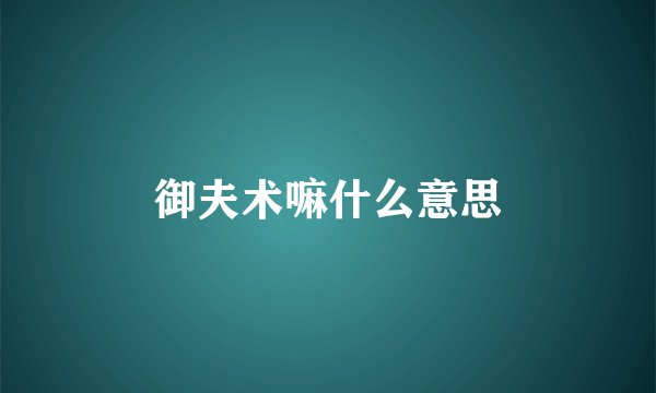 御夫术嘛什么意思