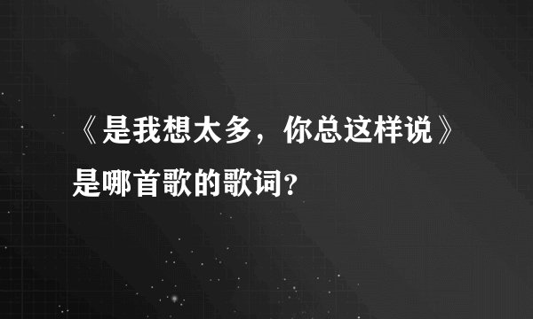 《是我想太多,你总这样说》是哪首歌的歌词?