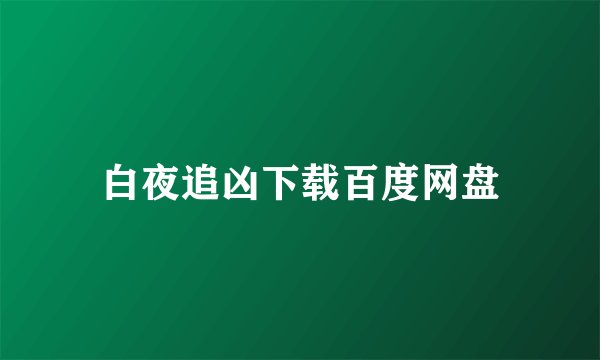 白夜追凶下载百度网盘