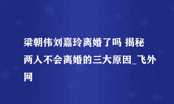 梁朝伟刘嘉玲离婚了吗 揭秘两人不会离婚的三大原因_飞外网