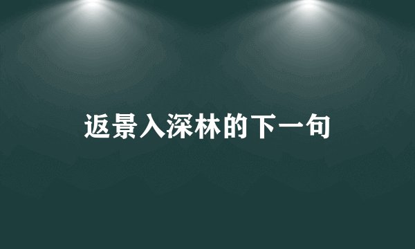 返景入深林的下一句
