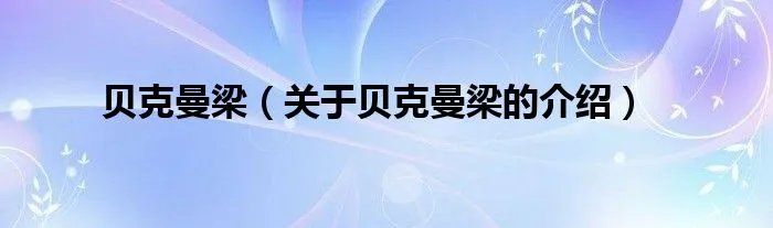 贝克曼梁（关于贝克曼梁的介绍）