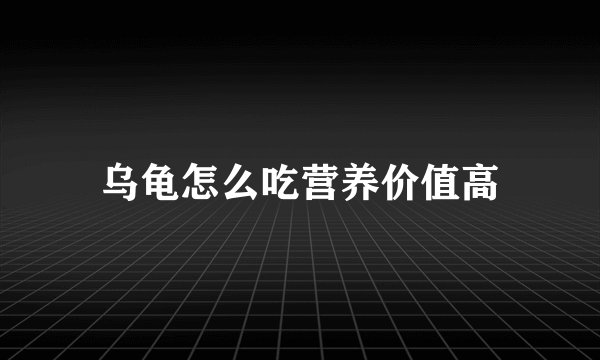乌龟怎么吃营养价值高