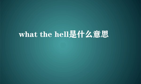 what the hell是什么意思