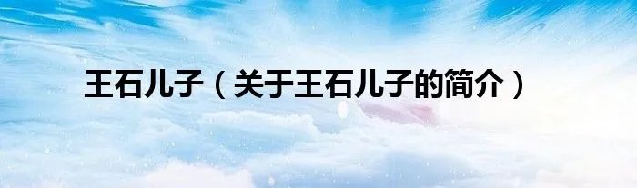 王石儿子（关于王石儿子的简介）