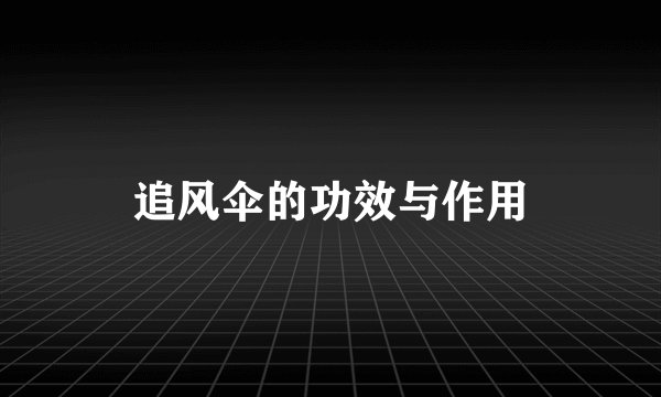 追风伞的功效与作用