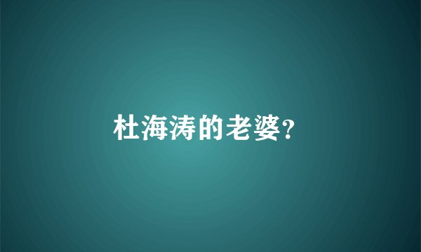 杜海涛的老婆？